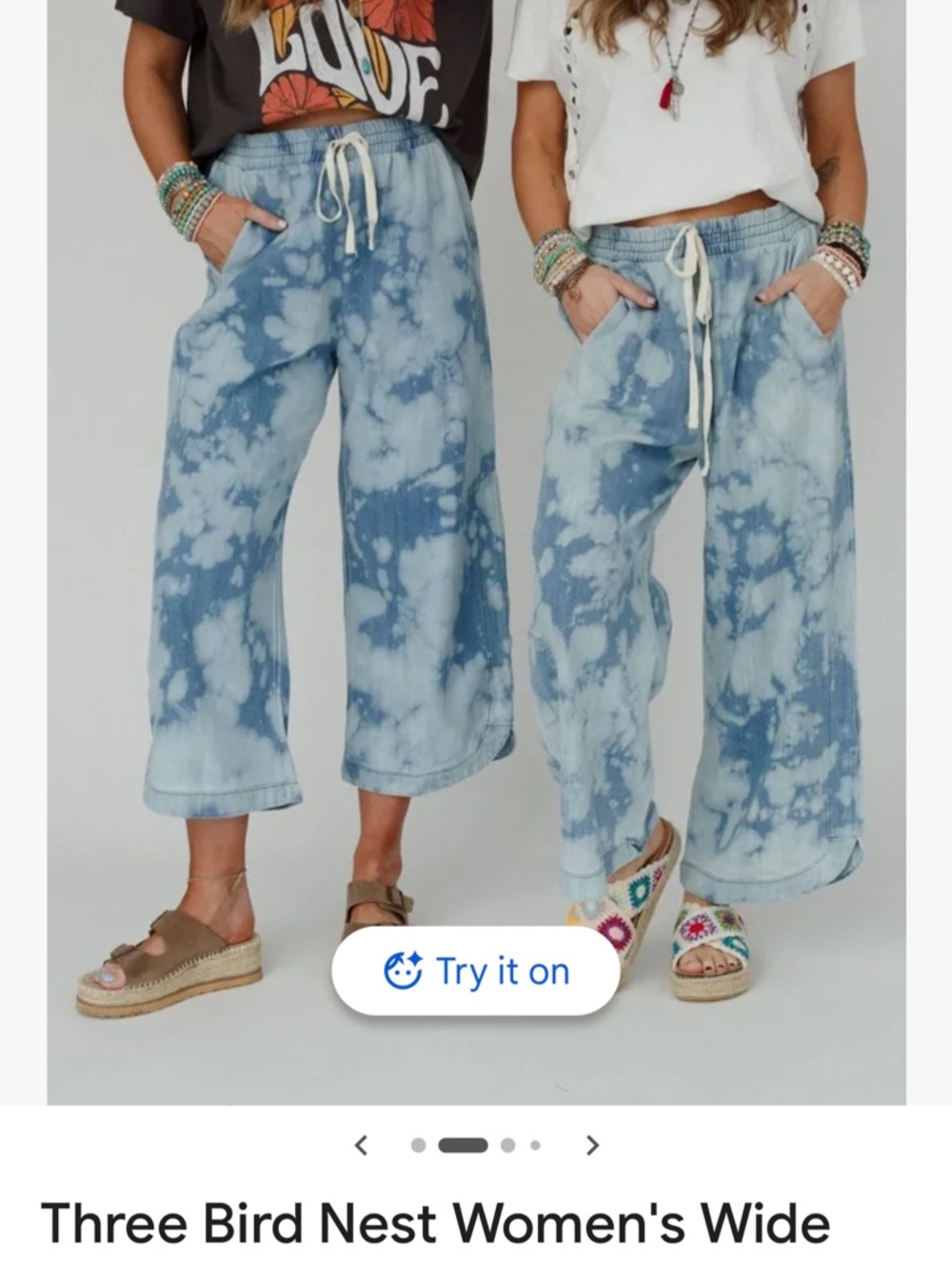 Three Bird Nest Light Blue Tie-Dye Wide Leg Jeans Small fits oversized